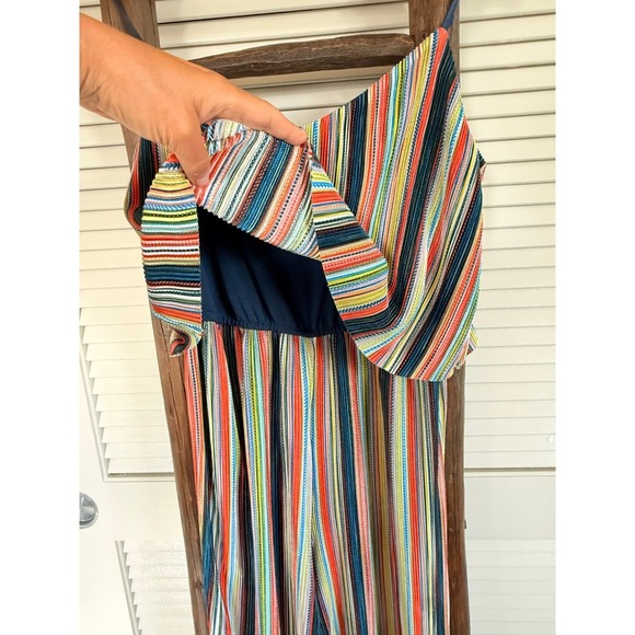 Bebop Striped Jumpsuit Sleeveless Wide Leg Crop Colorful Casual Summer size S - Picture 4 of 5